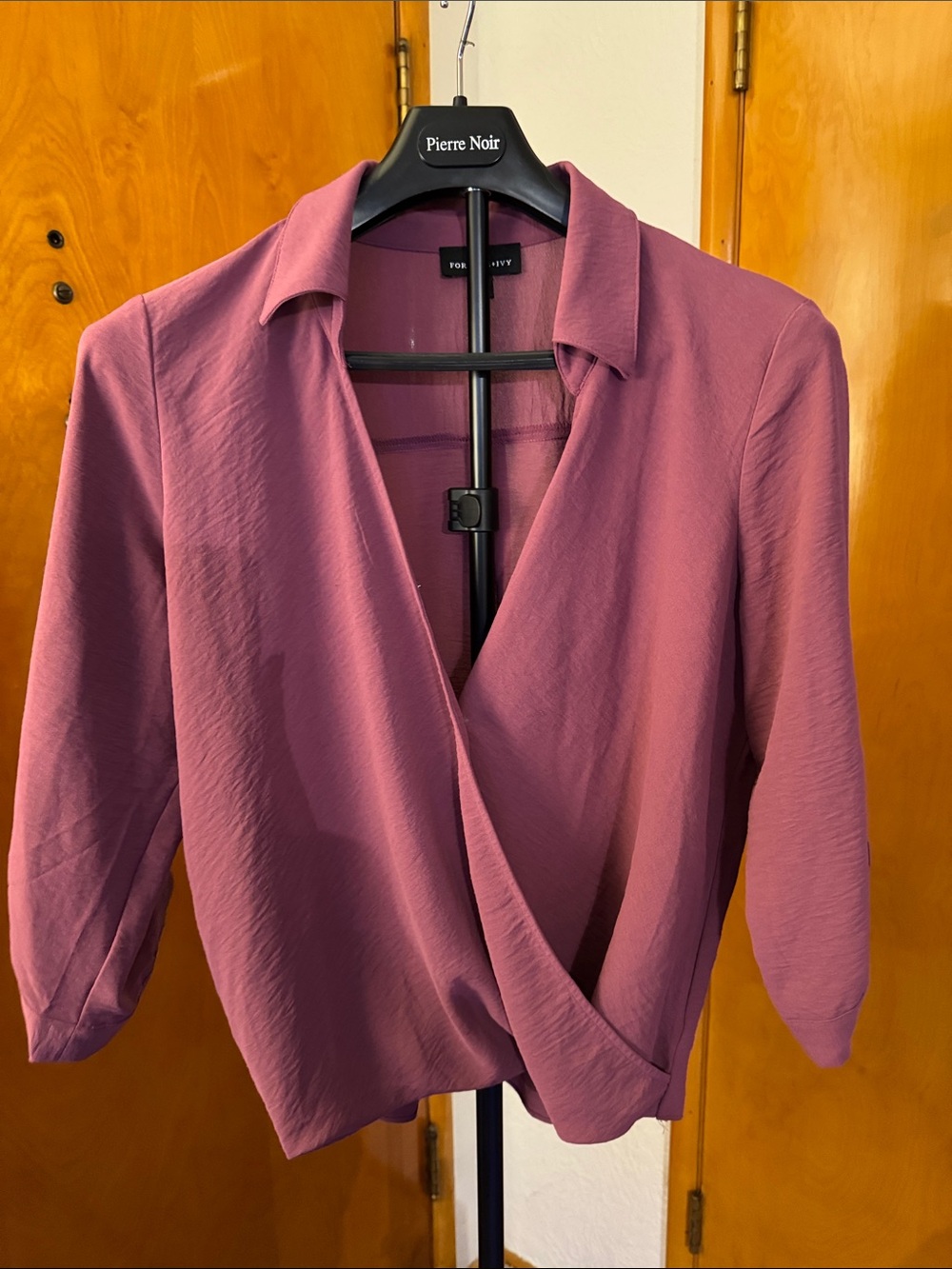 Wrap-Style Blouse in Dusty Rose